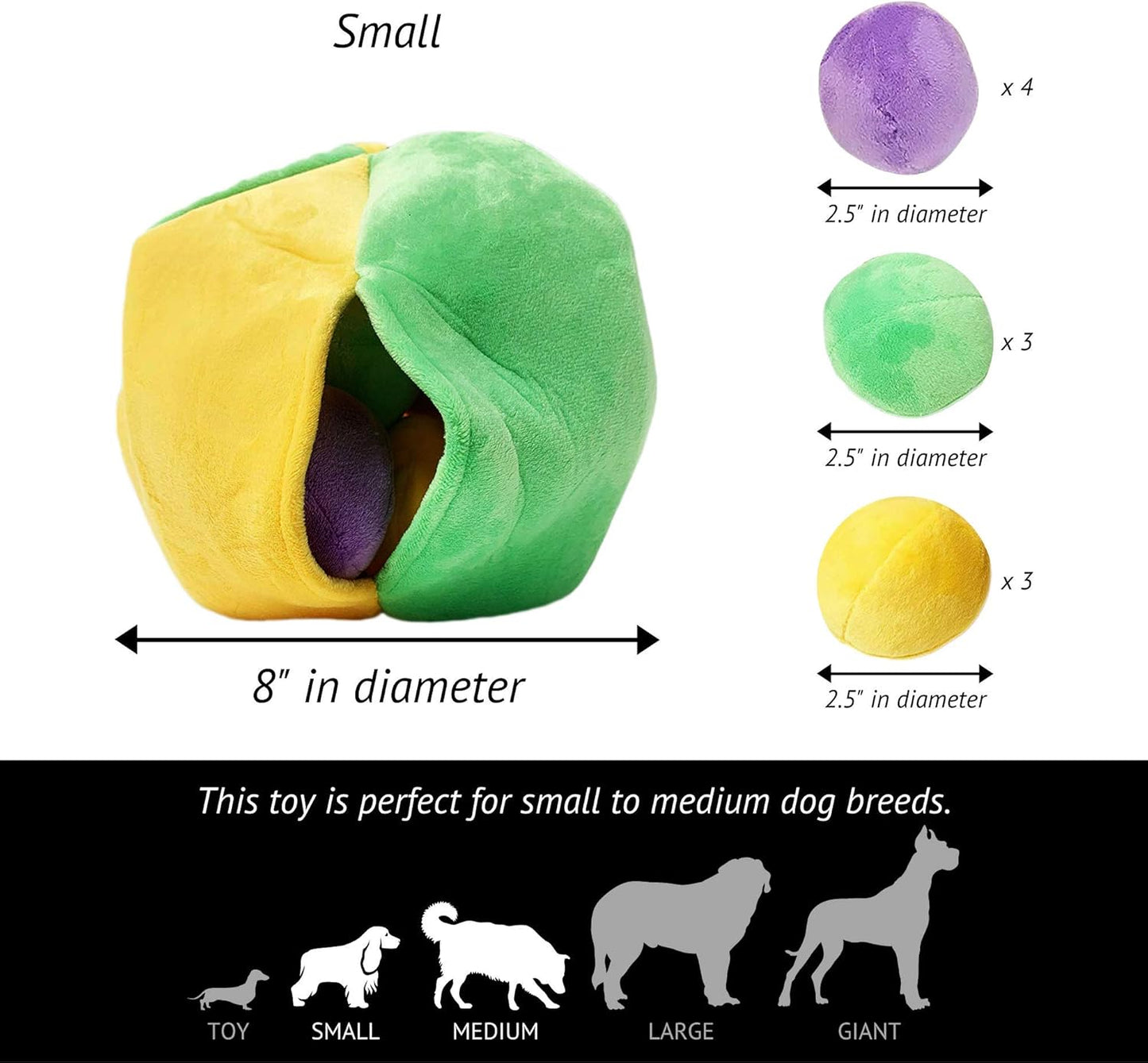 Hide a Ball Puzzle Dog Toy with 10 Plush Squeaker Balls (Small)