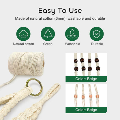 5 Packs Macrame Plant Hangers with 5 Hooks, Different Tiers Handmade Cotton Rope Hanging Planters Set Flower Pots Holder Stand for Indoor Outdoor Boho Home Decor