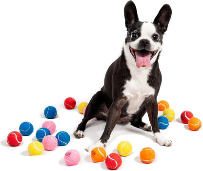 1.5" Mini Dog Tennis Balls Bulk Set of 25 Assorted Colors