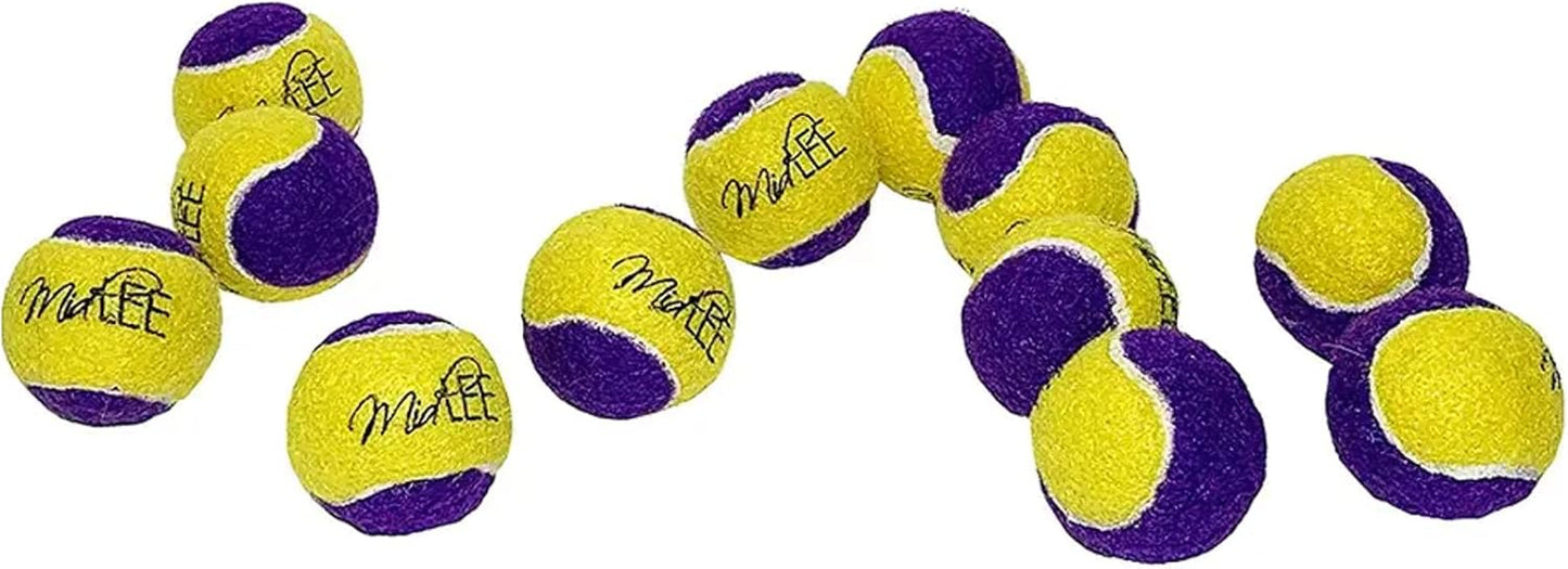 Squeaky Mini Tennis Ball for Dogs 1.5"- Pack of 12 (Yellow/Purple)