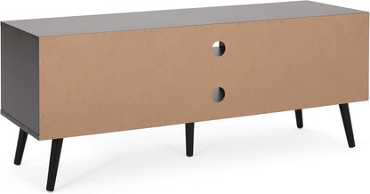 Lena TV Stand with 2 Doors and 2 Shelves, Black, White