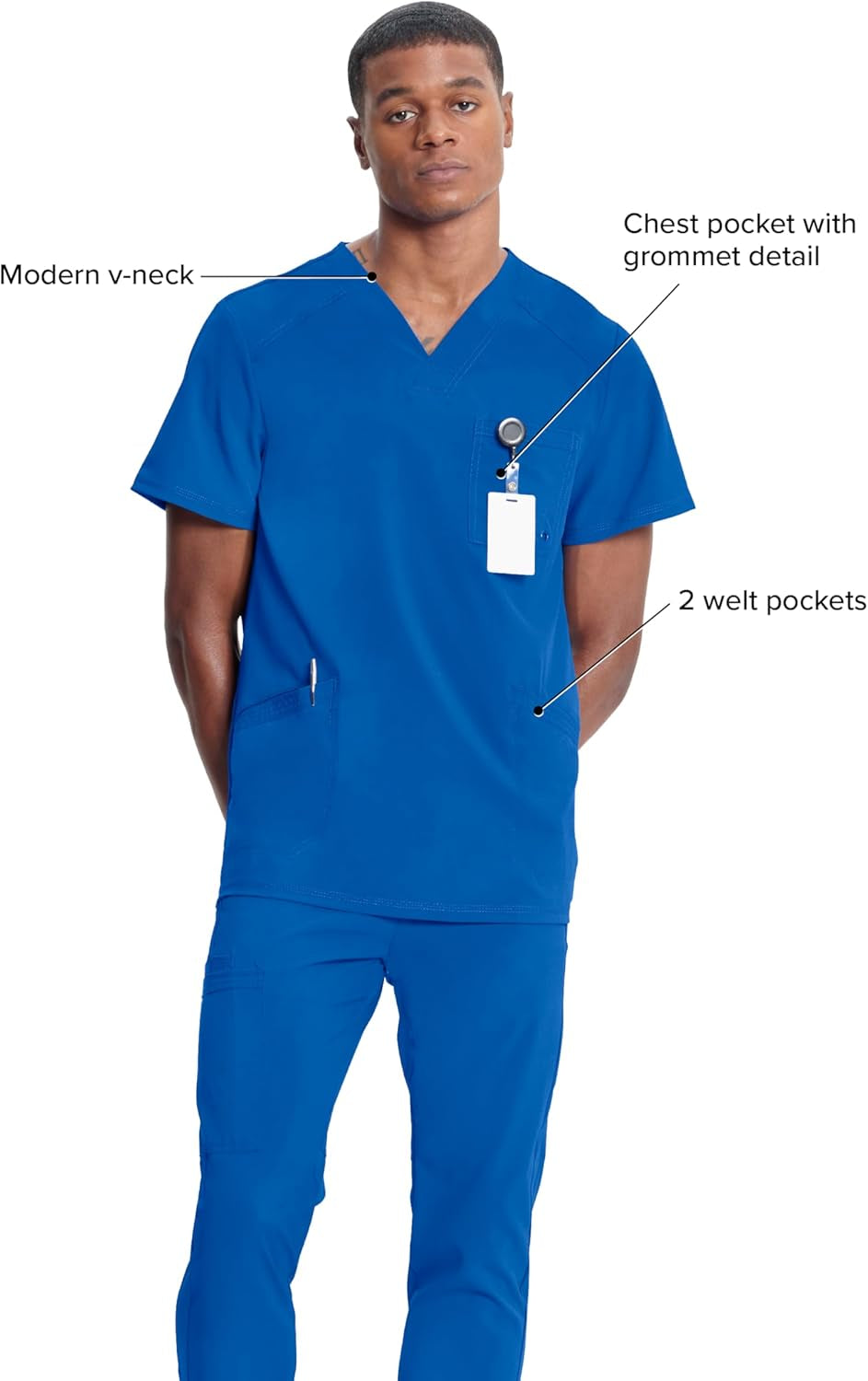 Cherokee V- Neck Men'S Scrub Top with Rib Knit Back Panels CK900A