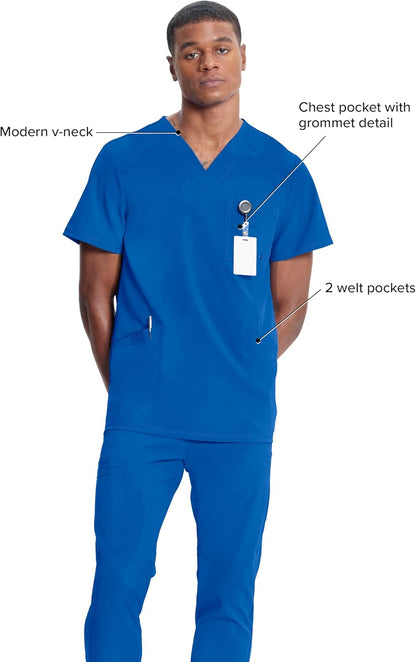 Cherokee V- Neck Men'S Scrub Top with Rib Knit Back Panels CK900A