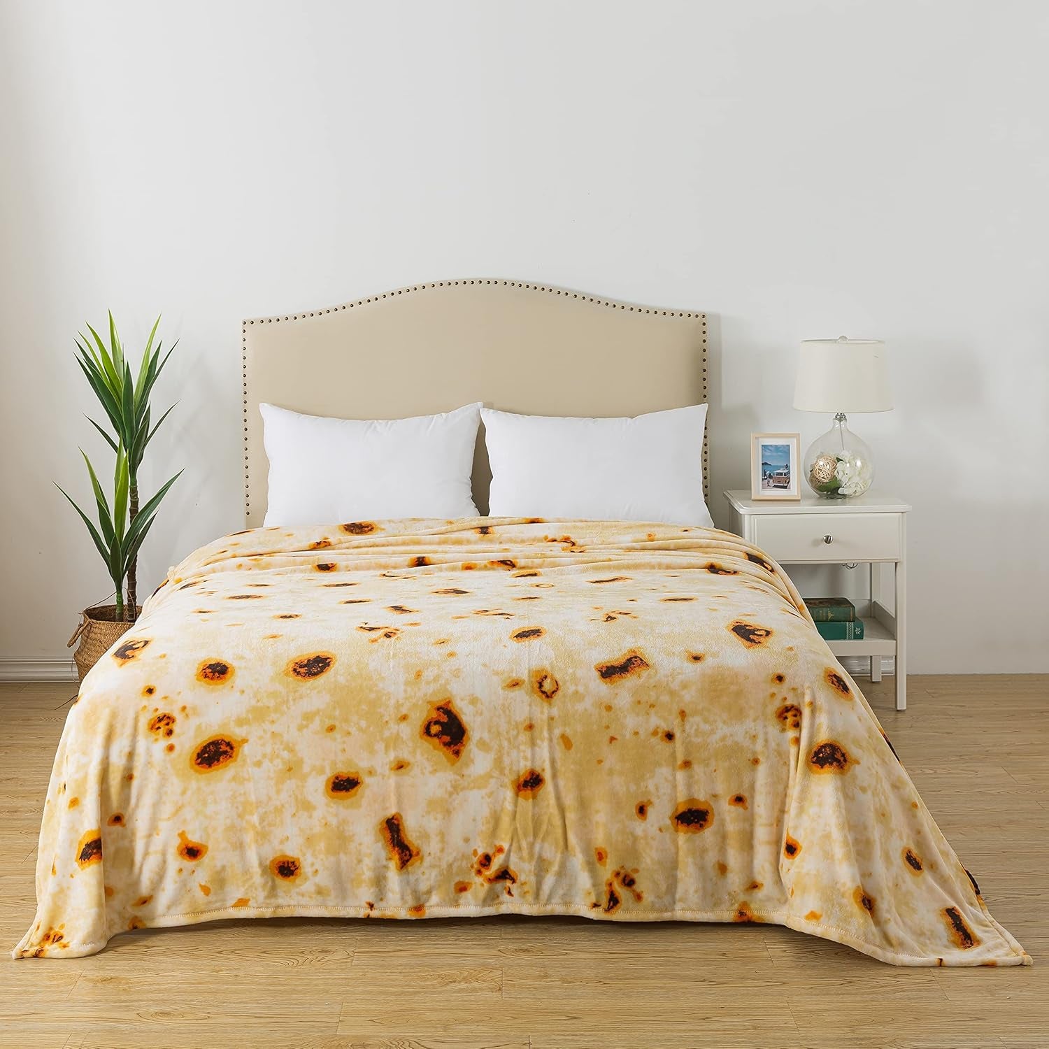 Burritos Tortilla Fleece 66"*90" Bed Blanket with Eye Mask & Headband for All Seasons,Throw Thicken Warm Fuzzy Microplush Lightweight Thermal Fleece Taco Blankets for Bed and Sofa-Twin Size