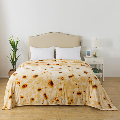 Burritos Tortilla Fleece 66"*90" Bed Blanket with Eye Mask & Headband for All Seasons,Throw Thicken Warm Fuzzy Microplush Lightweight Thermal Fleece Taco Blankets for Bed and Sofa-Twin Size