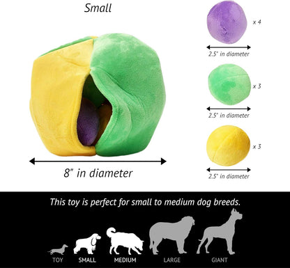 Hide a Ball Puzzle Dog Toy with 10 Plush Squeaker Balls (Small)