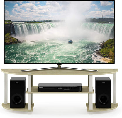 Turn-S-Tube Wide TV Entertainment Center, Cream Faux Marble/White