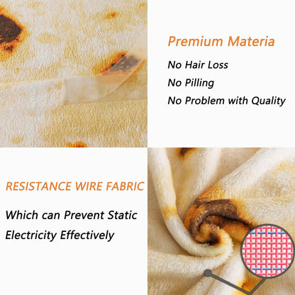 Burritos Tortilla Fleece 66"*90" Bed Blanket with Eye Mask & Headband for All Seasons,Throw Thicken Warm Fuzzy Microplush Lightweight Thermal Fleece Taco Blankets for Bed and Sofa-Twin Size