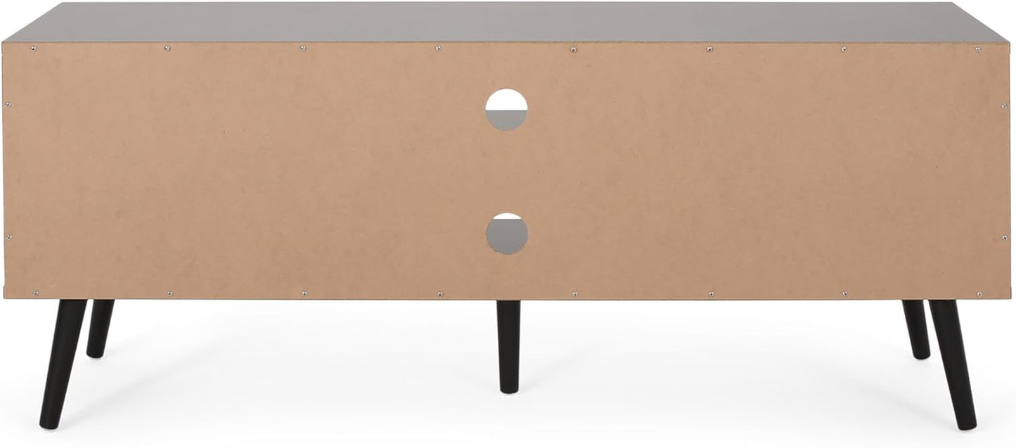 Lena TV Stand with 2 Doors and 2 Shelves, Black, White
