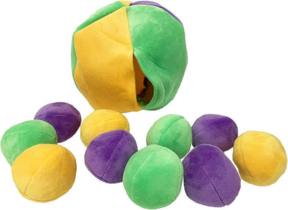 Hide a Ball Puzzle Dog Toy with 10 Plush Squeaker Balls (Small)