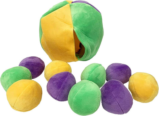 Hide a Ball Puzzle Dog Toy with 10 Plush Squeaker Balls (Small)