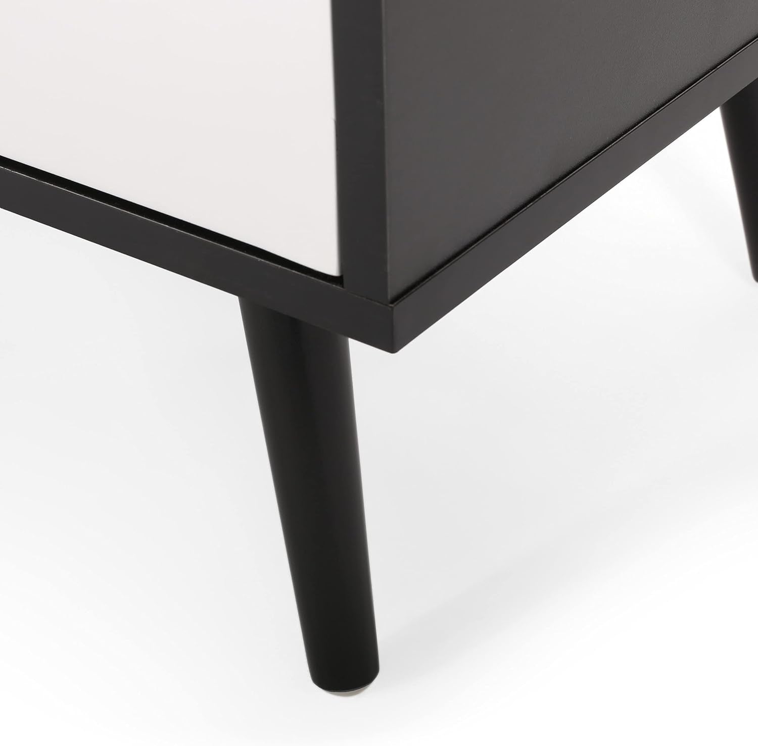 Lena TV Stand with 2 Doors and 2 Shelves, Black, White