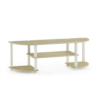 Turn-S-Tube Wide TV Entertainment Center, Cream Faux Marble/White
